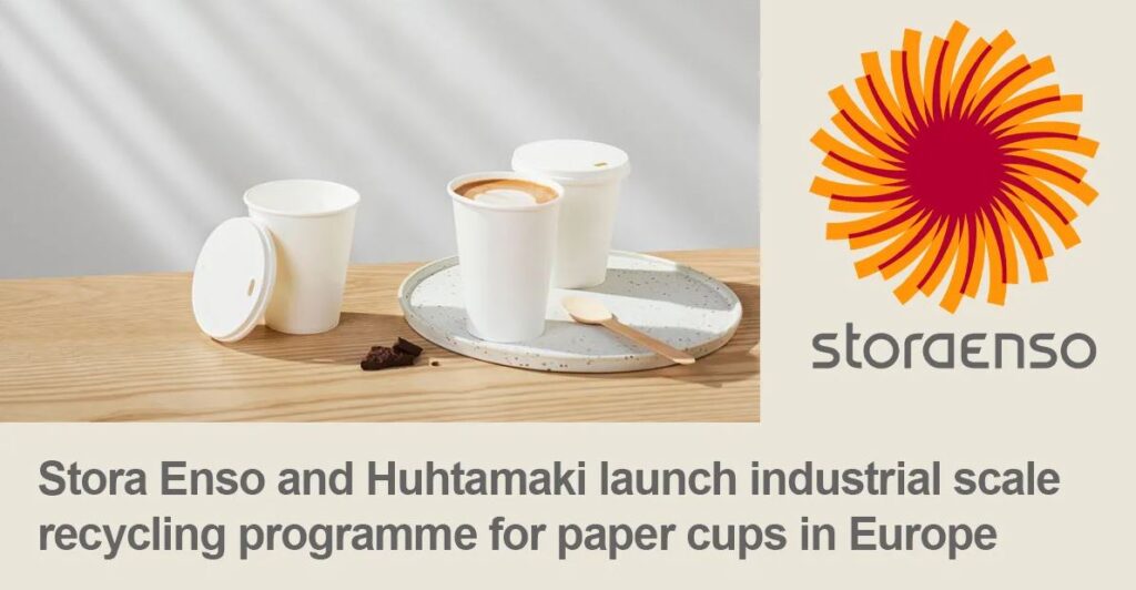 Stora Enso and Huhtamaki advance European paper cup recycling initiative with new partners