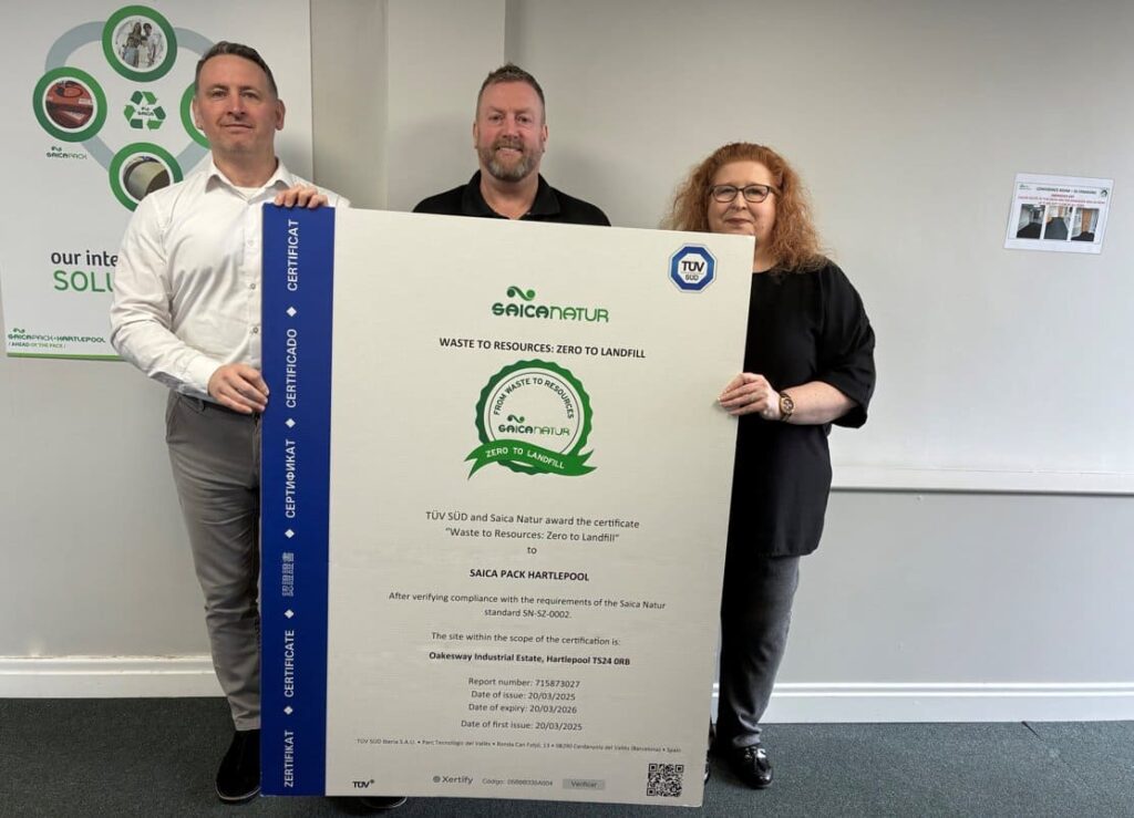 Saica Group’s Hartlepool Facility Achieves First-Ever Saica Zero to Landfill Certificate in the UK